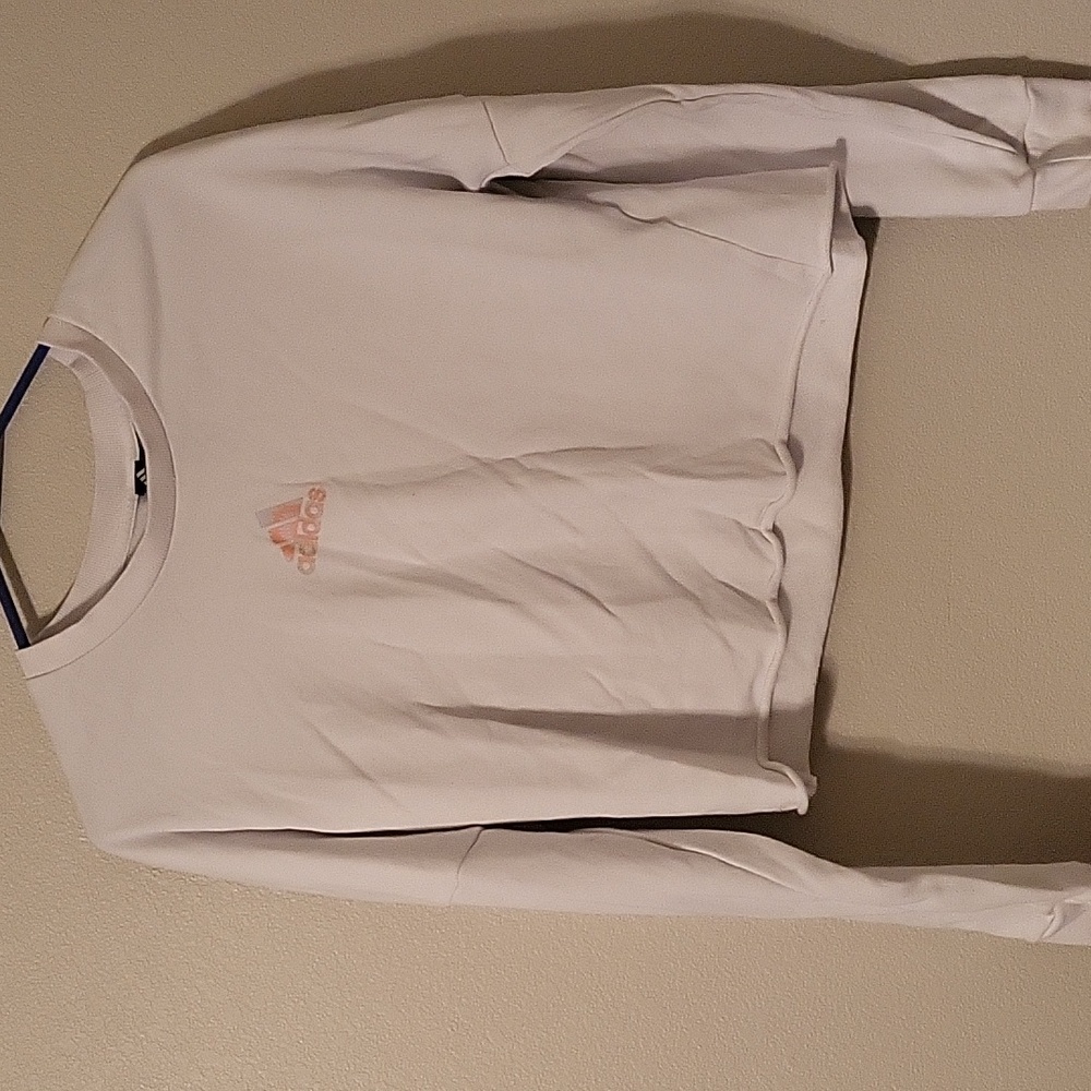 Adidas crop top white size medium